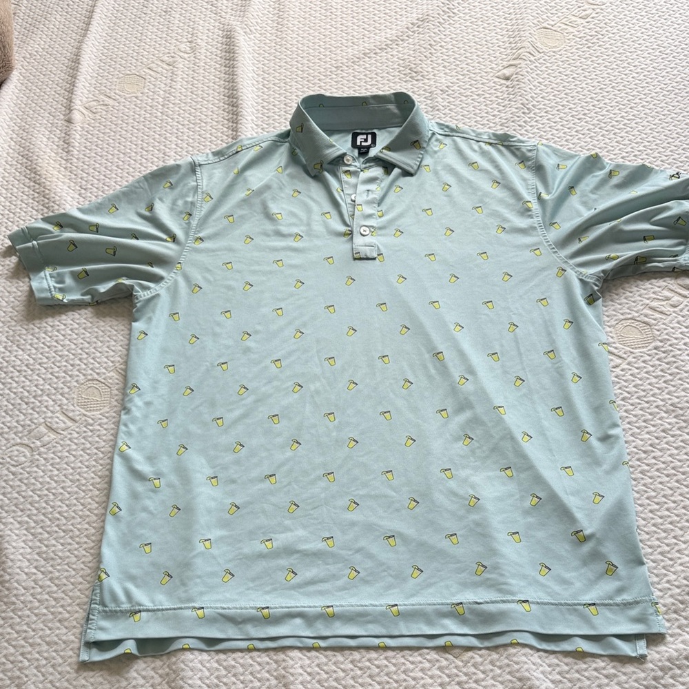 FootJoy Men's Mint Green Polo with Yellow Print